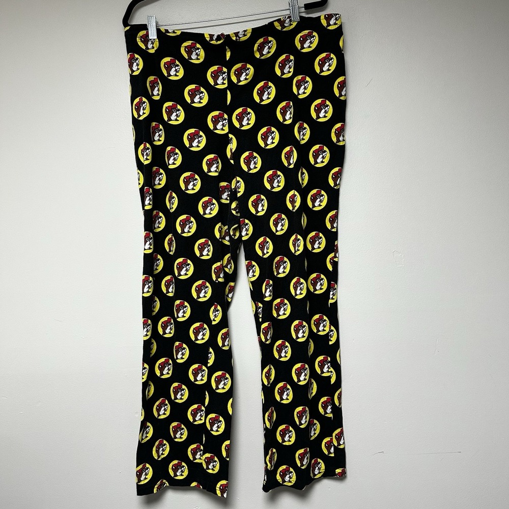 Buc-ee's Pajama Pants Unisex 2XL Black Good Loose Drawstring All Over Print